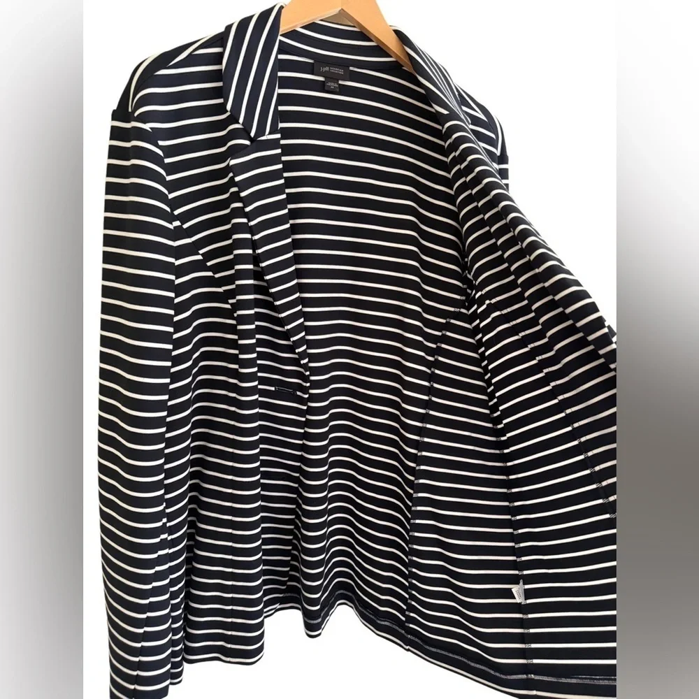 J. JILL Wearever Preppy Business Casual Stretchy Unstructured Striped Blazer 2X